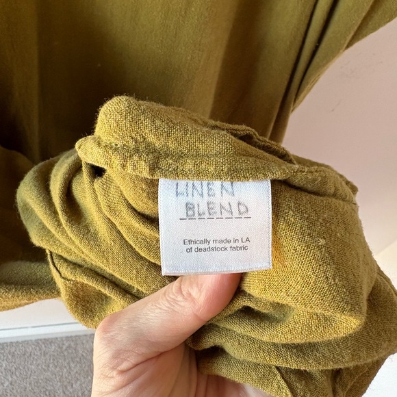 Two Days Off Olivia Dress Linen Blend Olive Green OS - Picture 6 of 6